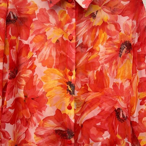 Garver Studio Sheer Floral Blouse Size Medium - Picture 4 of 5